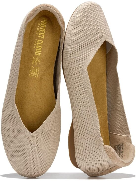 Shoes - Women's Nude Knit Memory Foam Insole Lightweight Comfortable Ballet Flats